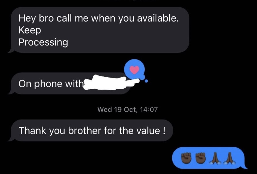 Reader message: thank you brother for the value